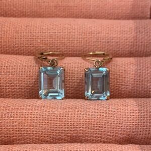 10 CT Blue Topaz Earrings in 18K gold-plated setting with rose gold jewelry box